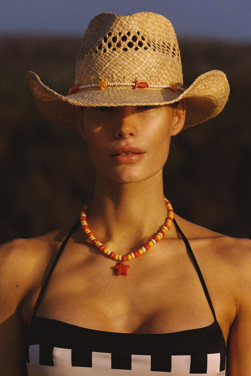 Starfish Bead Necklace - Red