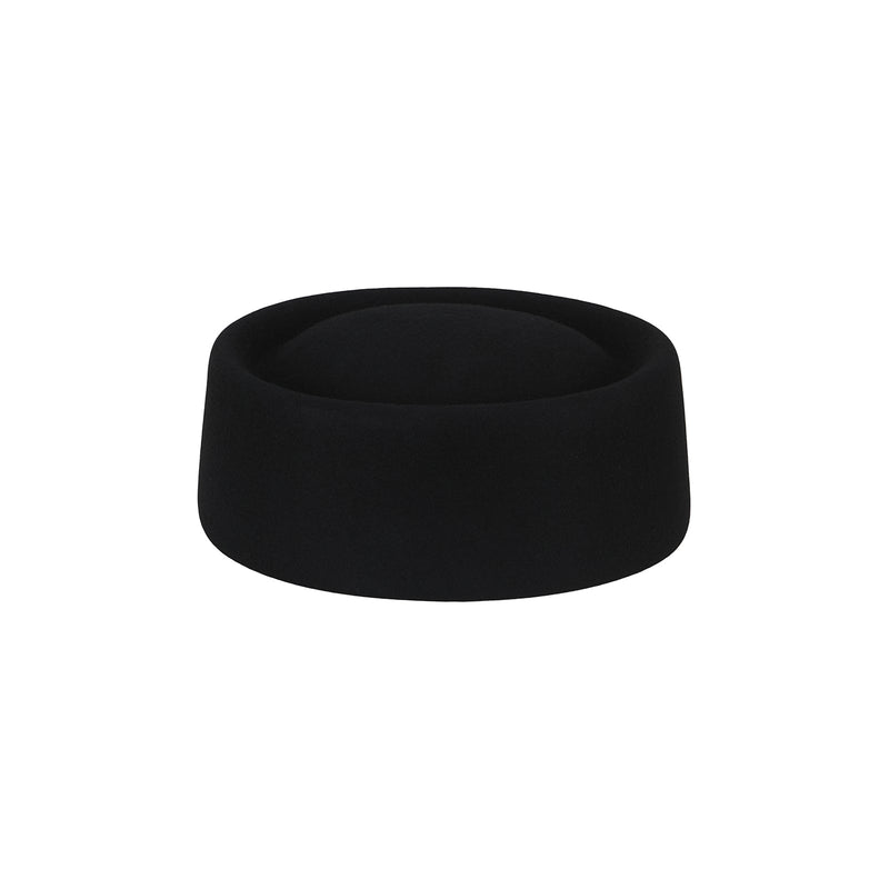 Wool Pillbox Hat - Black
