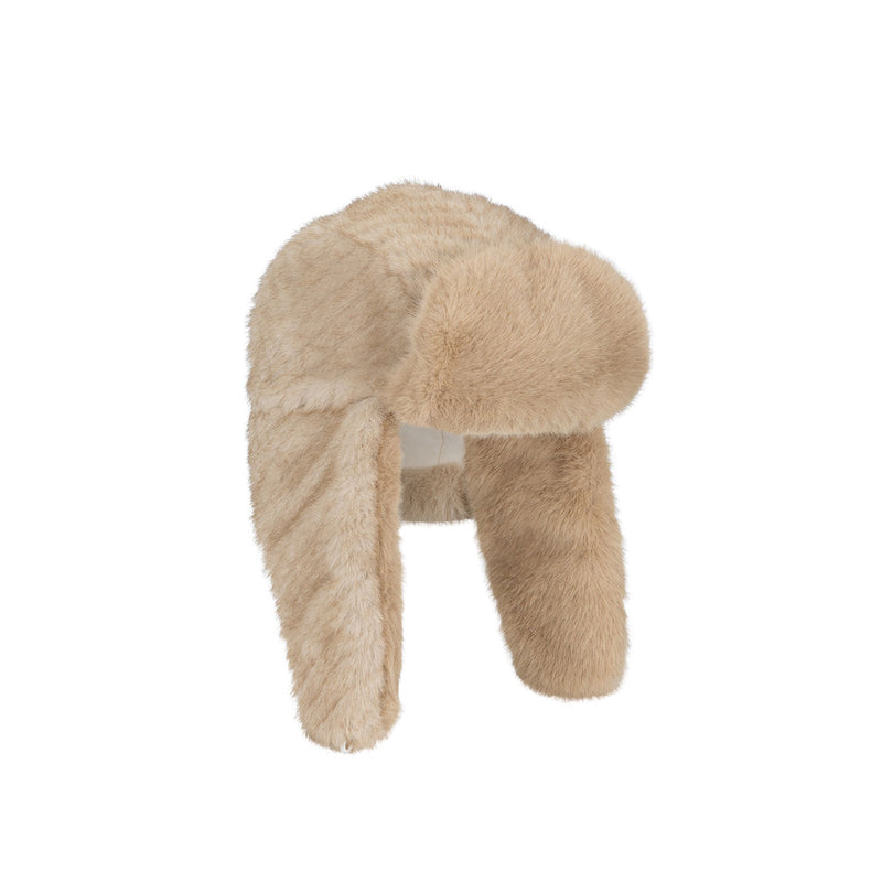 Chevron Faux Fur Trapper - Cappuccino